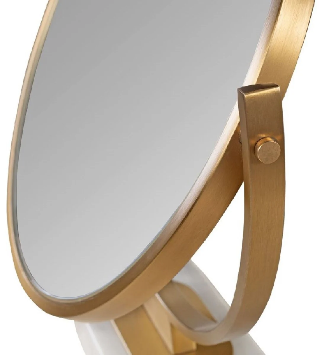 Luxus Schminkspiegel Gold / Weiß H. 51 cm - Schminktisch Spiegel