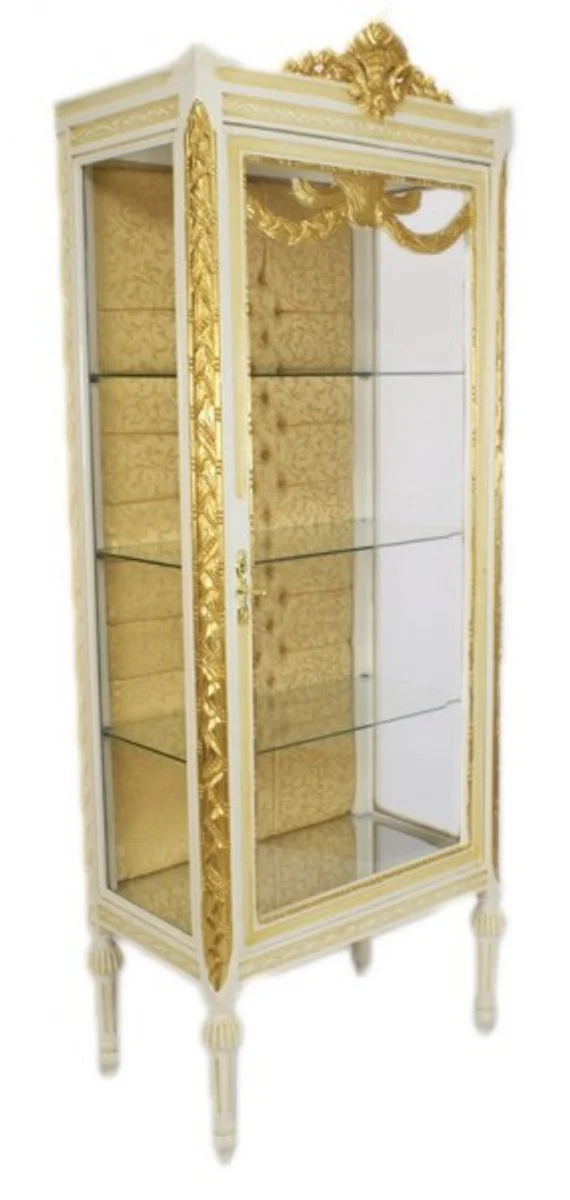 Baroque display cabinet antique style white / gold - display cabinet - living room cabinet glass display cabinet