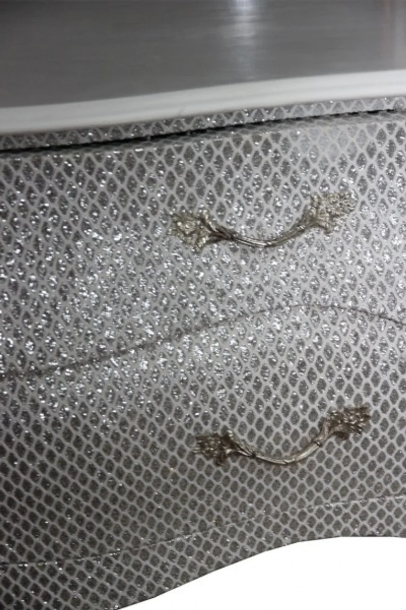 Baroque chest of drawers white / glitter look 120cm