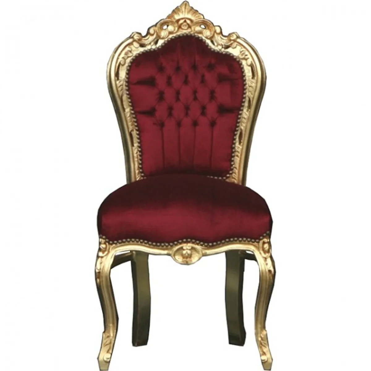 Baroque Dining Room Chair Bordeaux / Gold - Furniture