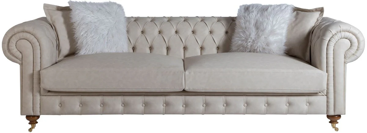 Luxury Chesterfield sofa gray / brown 240 x 100 x H. 78 cm - Noble living room sofa - Chesterfield furniture