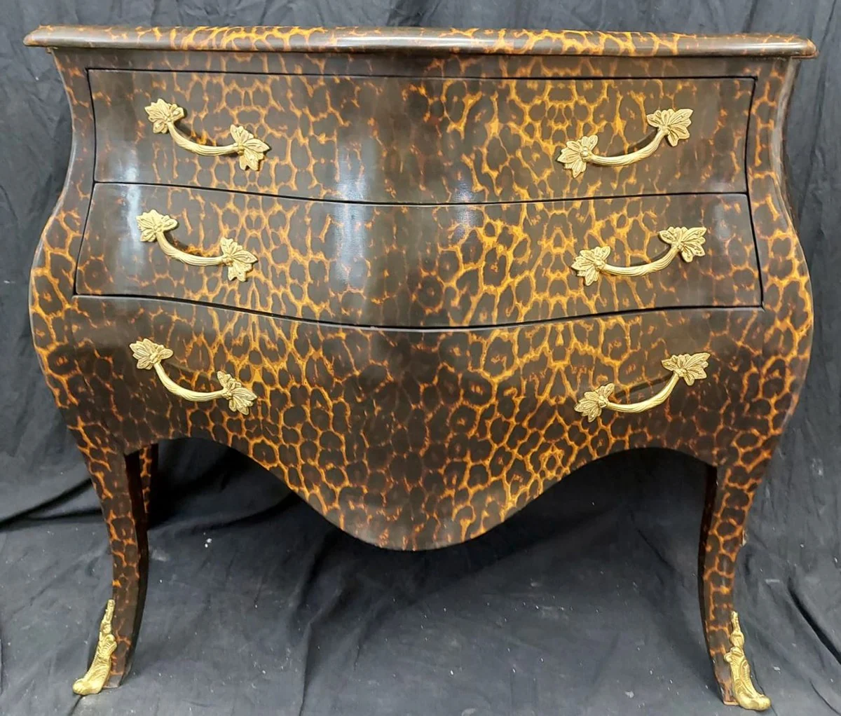 Baroque chest of drawers with 3 drawers Leopard / Gold - Handmade solid wood chest of drawers in Baroque style - Bedroom furniture in Baroque style - Baroque furniture - Baroque furnishings