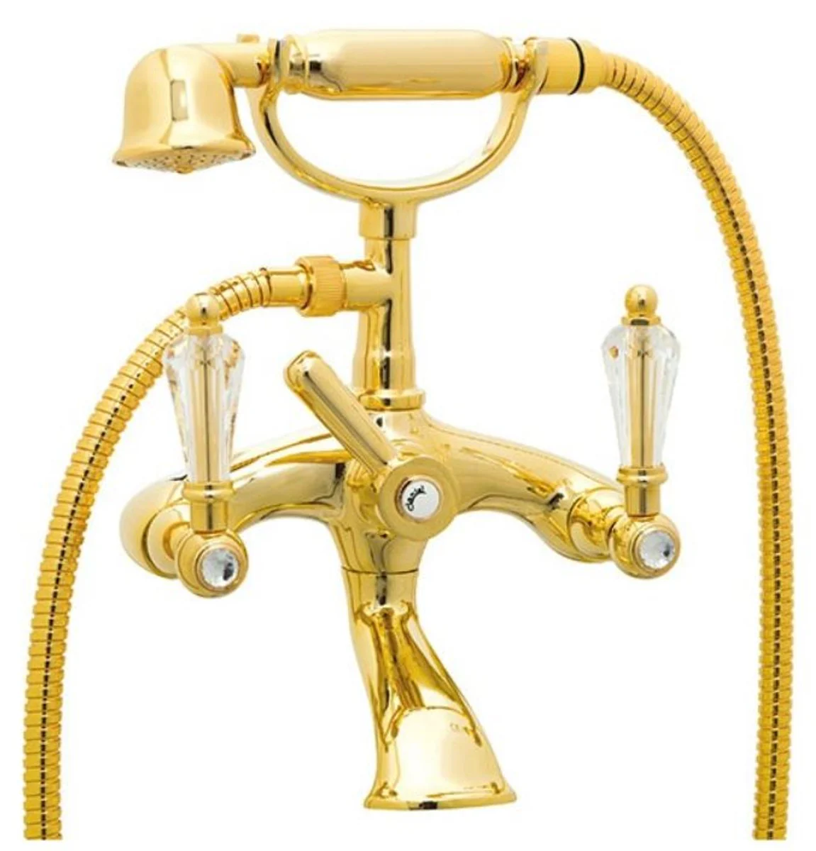 Luxury Art Nouveau bathtub faucet with Swarovski crystal glass gold - retro bathtub faucet with hand shower - nostalgic bathroom accessories