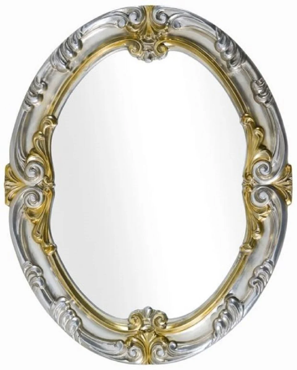 Luxury Baroque Mirror Silver / Gold - Handmade oval wall mirror in Baroque style - Baroque furniture