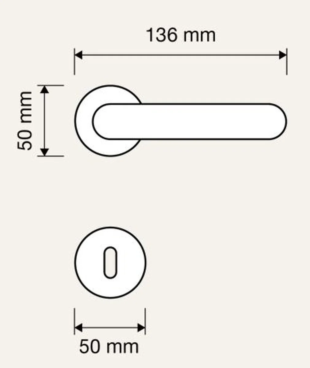 Luxury Art Nouveau door handle set brass colored 13.6 x H. 5 cm - Elegant door handles with rosettes - Luxury quality - Made in Italy