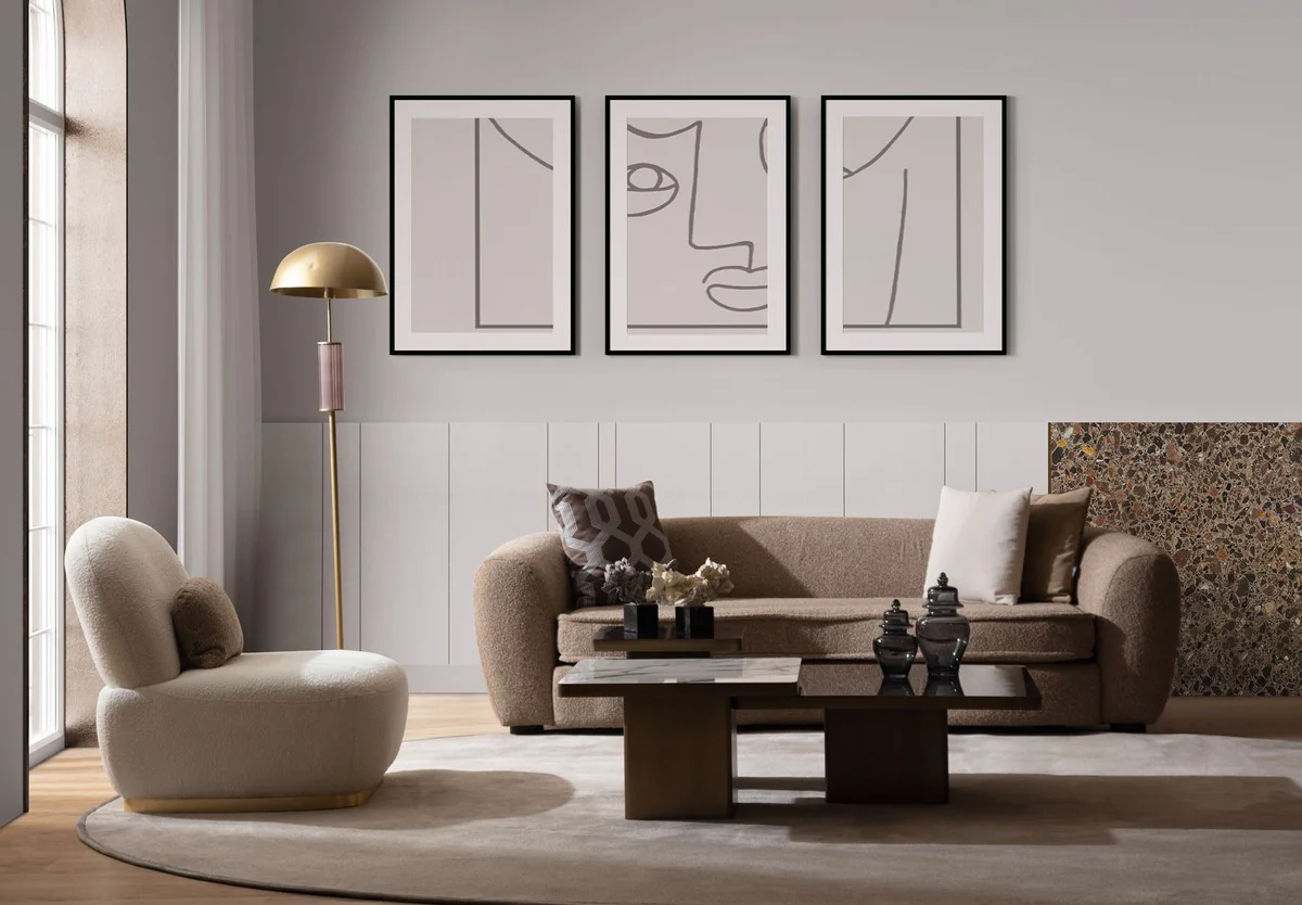 Luxury sofa brown / black 250 x 106 x H. 72 cm - living room sofa - hotel sofa - living room furniture - living room furniture - hotel furniture - luxury furniture - luxury furniture