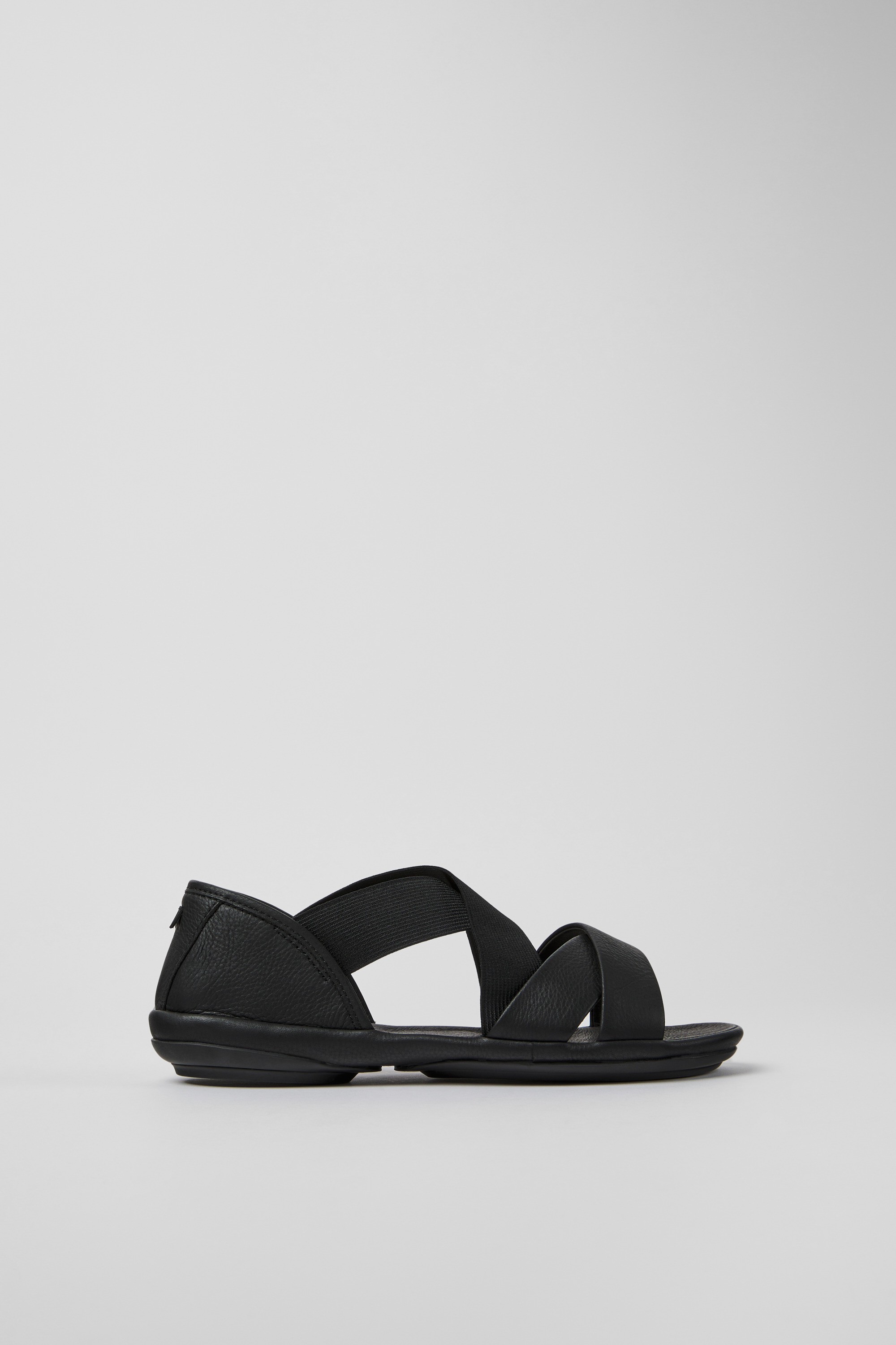 Rechts - Schwarze Leder Sandalen für Damen