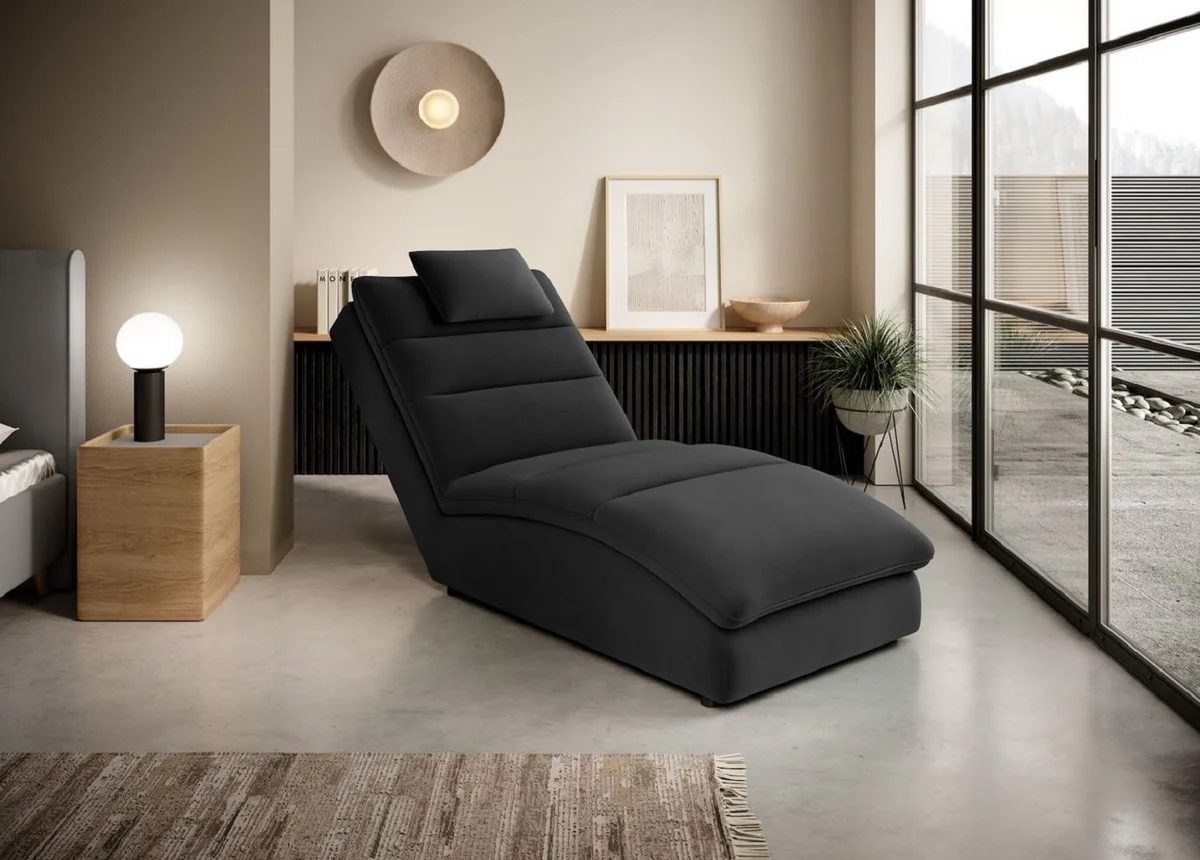 Luxury chaise longue with pillows black 85 x 170 x H. 92 cm - living room lounger - lounger - lounger - living room furniture - luxury furniture
