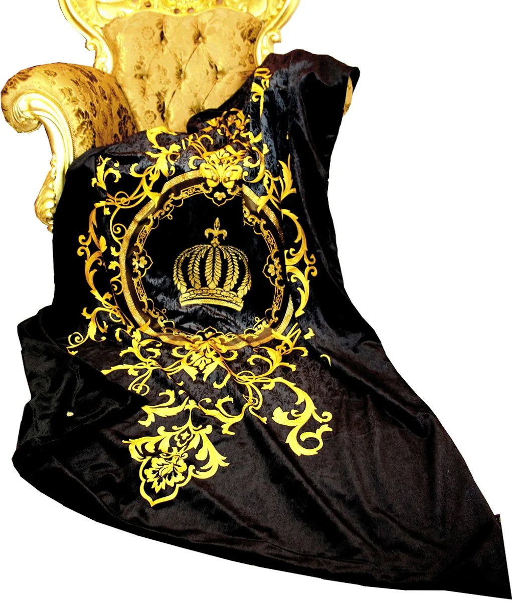 Luxus Wohndecke Pompöös by Barock Schwarz / Gold von Harald Glööckler mit Glitzersteinen