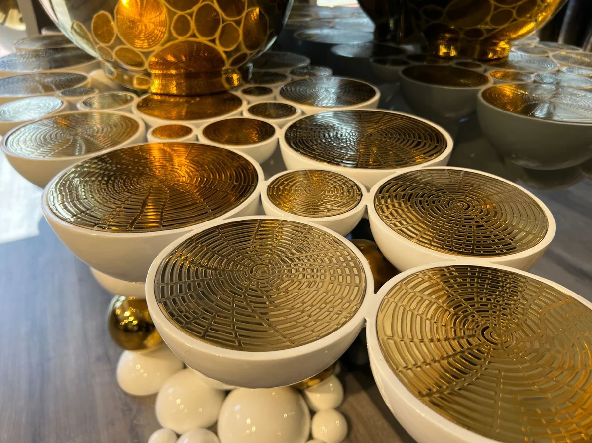 Luxury designer bathroom set white / gold 150 x 58 x H. 70 cm - 1 washbasin with sink and fitting - bathroom furniture - luxury furniture - designer furniture