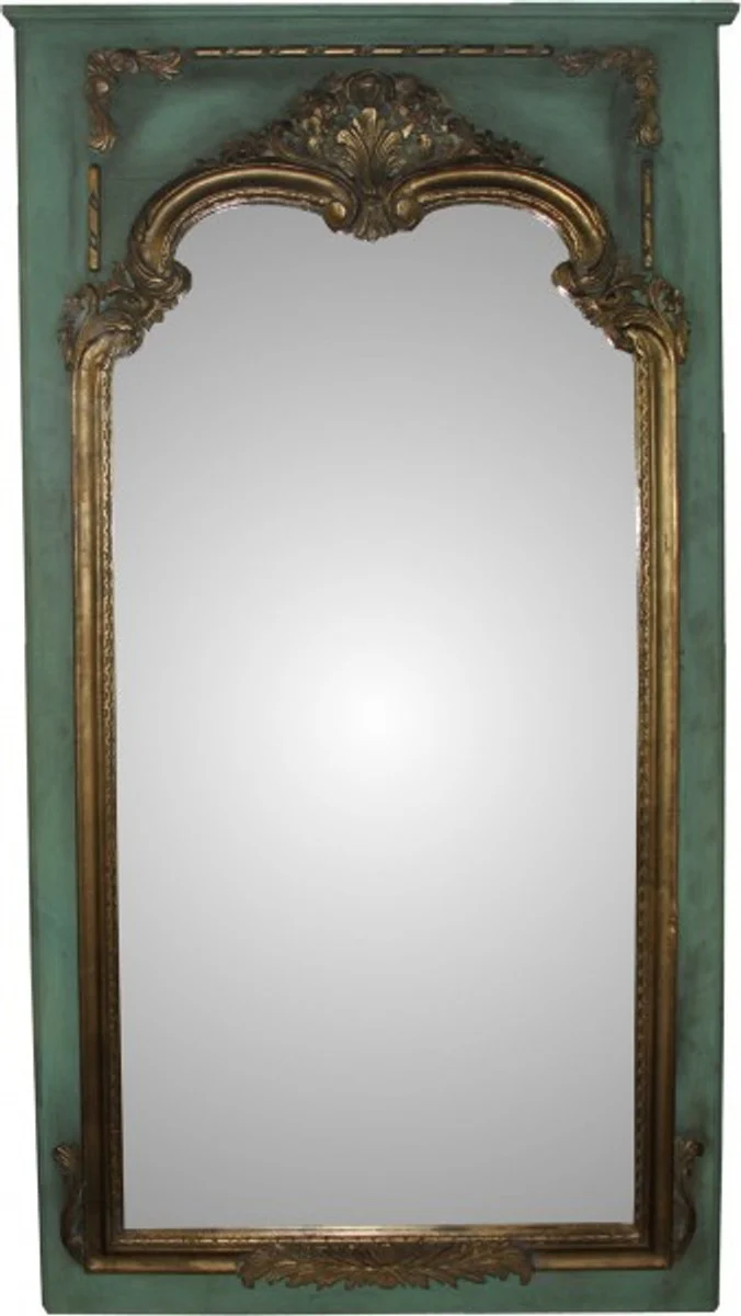 Baroque wall mirror in petrol green/gold W 105 cm, H 192 cm, antique look - noble & magnificent