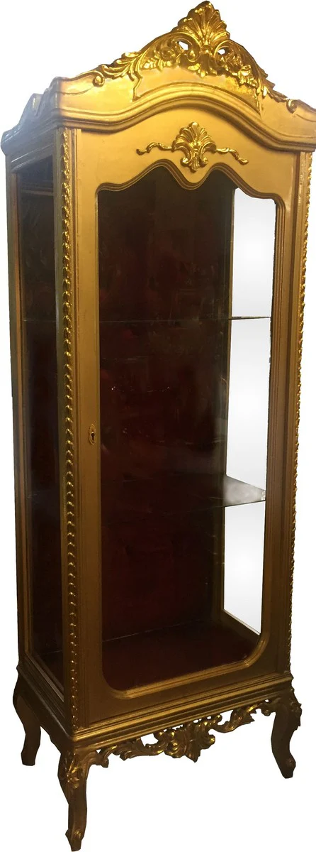 Baroque display cabinet gold / bordeaux H 205 cm, W 70 cm - display cabinet - living room cabinet glass display cabinet - antique look