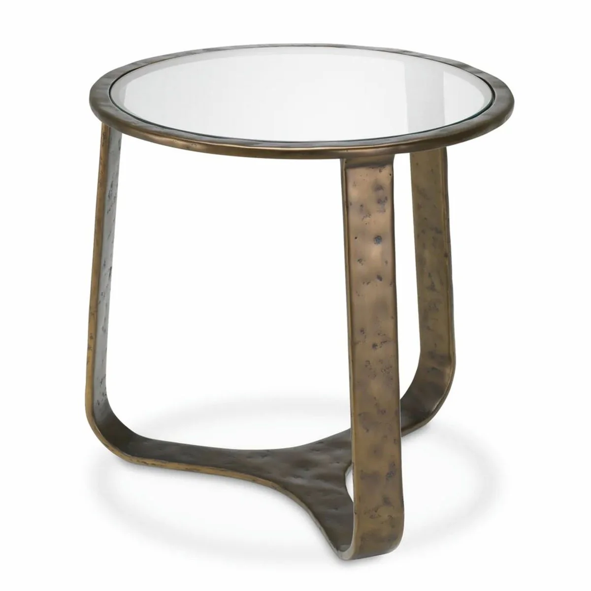 Luxury aluminum side table with glass top bronze Ø 50 cm - living room furniture