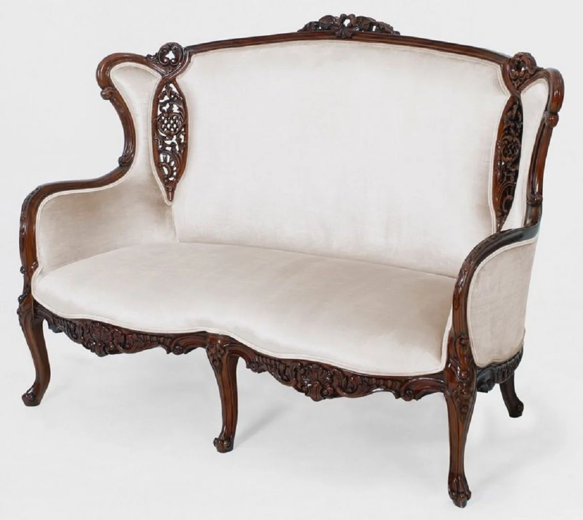 Luxury Baroque Sofa White / Brown - Magnificent Living Room Sofa in Baroque Style - Baroque Living Room & Hotel Furniture - Noble & Magnificent