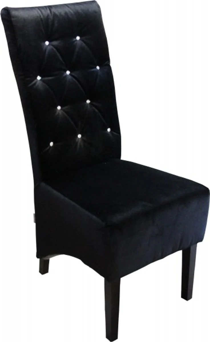 Designer Chesterfield Dining Chair Black with Bling Bling Rhinestones