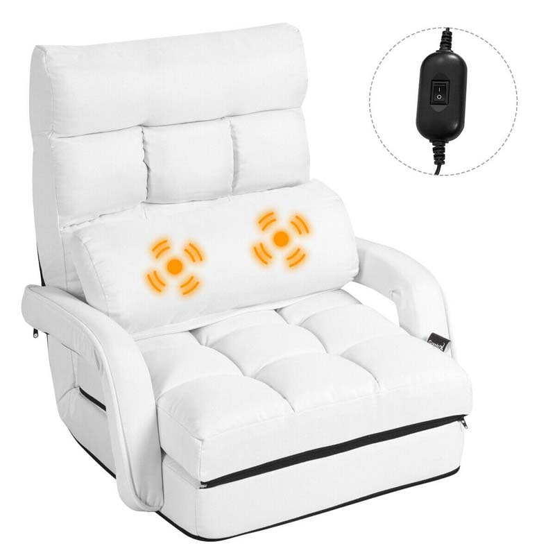 Faltbare Massage Bodenstuhl Recliner, Single Lazy Sofa mit ergonomischer Armlehne, verstellbar 5 Rückenlehne Position & Detachable Mat