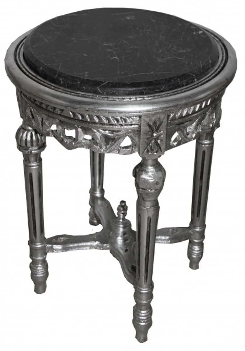 Baroque side table round silver ModY15 53 x 38 cm antique style