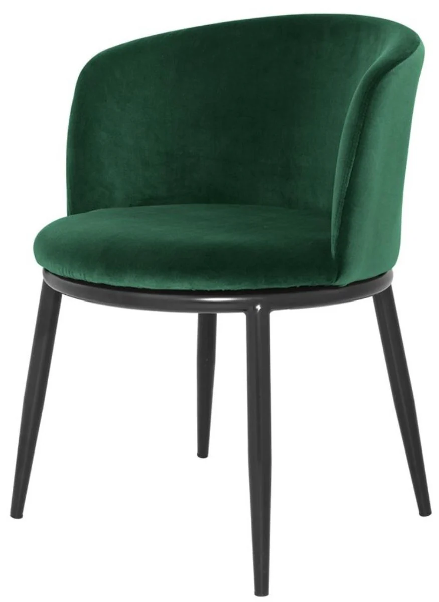 Luxury dining room chair set green / black 57 x 57 x H. 74 cm - Dining room furniture