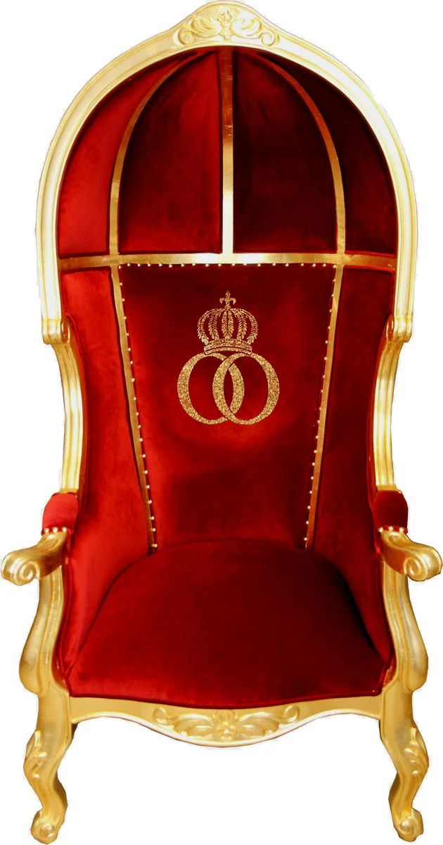 Pompöös by Luxury Balloon Baroque Armchair Bordeaux / Black / Gold with glittering crown - Pompöös Baroque armchair designed by Harald Glööckler