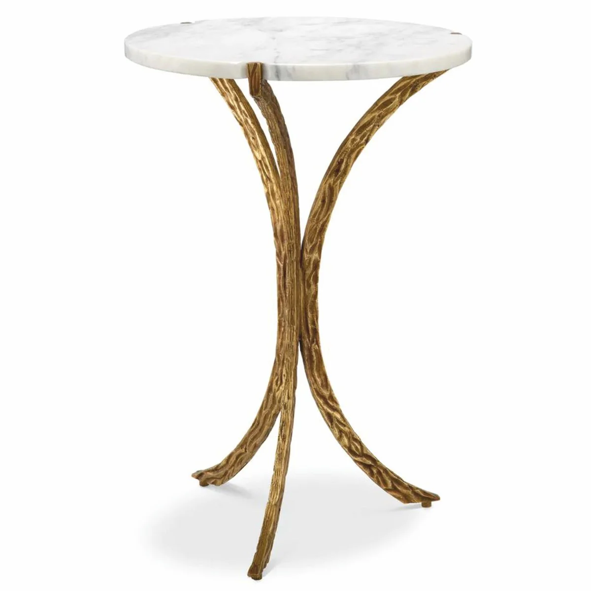 Luxury 3-legged side table with marble top vintage brass / white Ø 40 x H. 59 cm