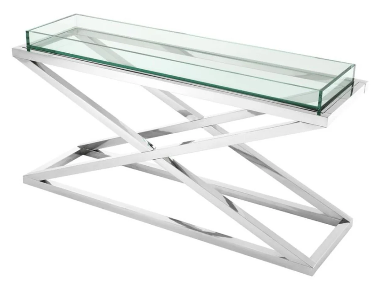 Designer stainless steel console 150 x 45 x H. 77 cm - luxury hotel furniture