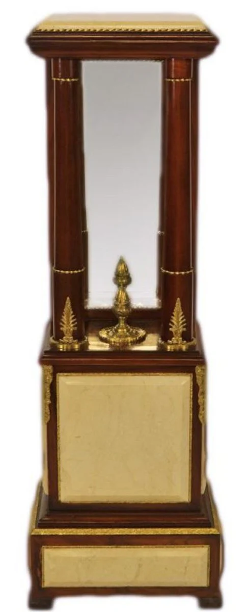 Baroque column dark brown / cream / brass 35 x 25 x H. 110 cm - Baroque furniture