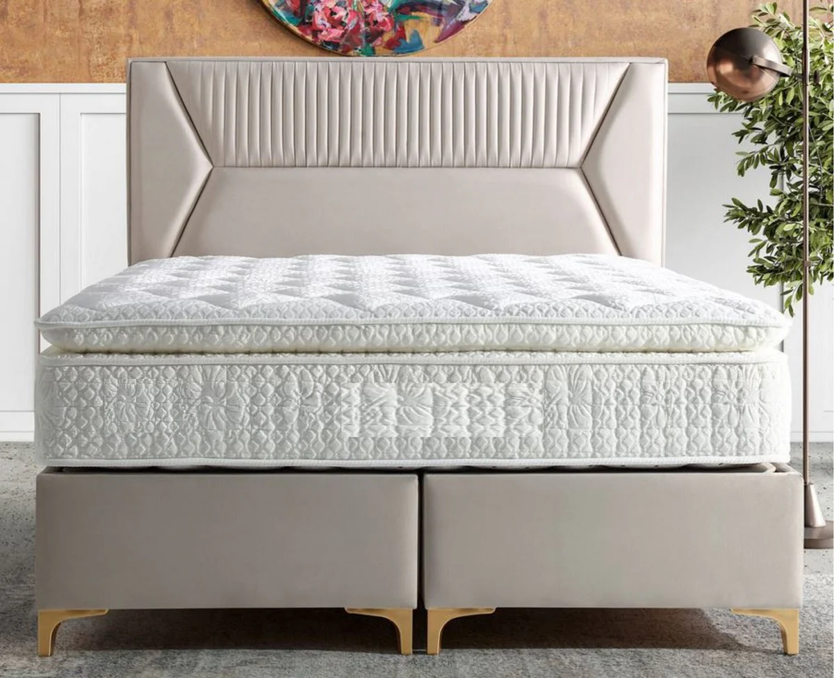 Luxury double bed gray / gold - Various sizes - Solid wood bed with headboard and mattress - Bedroom furniture - Hotel furniture - Luxury furniture