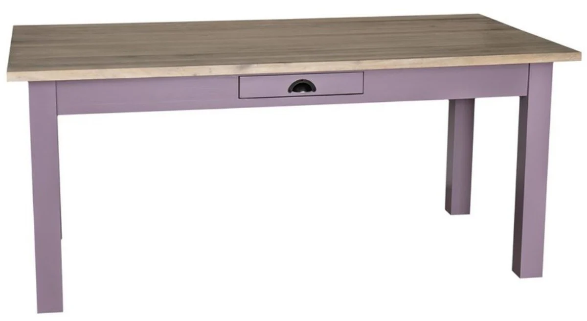 Country house style dining table with drawer purple / natural colors - various sizes - dining room furniture