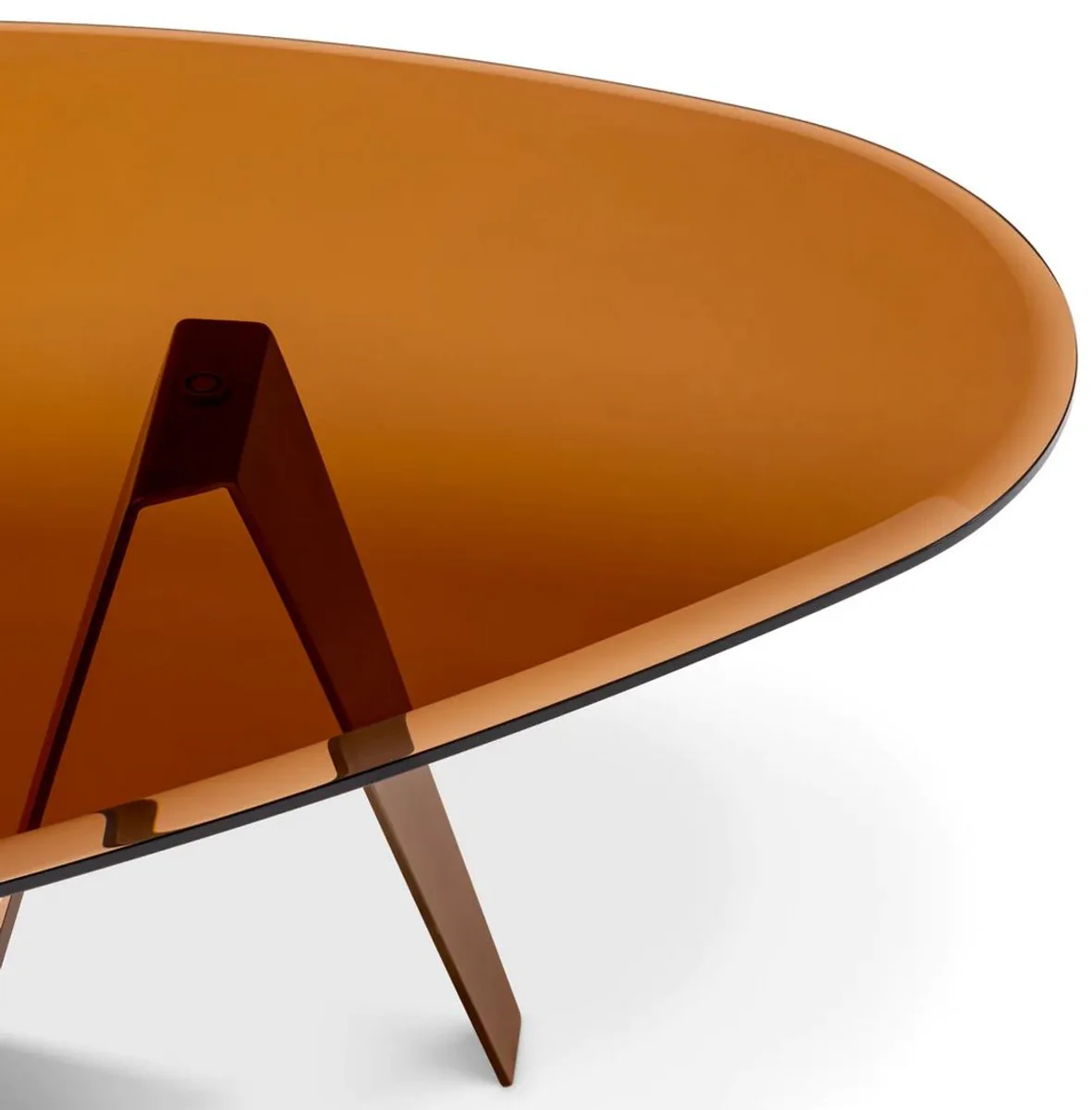 Luxury coffee table with glass top dark brass / brown 130 cm