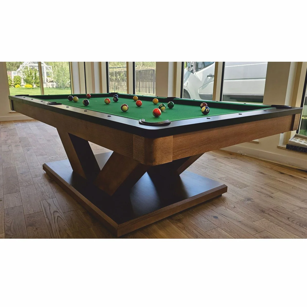 Luxury Pool Billiard Table/Dining Table 8ft Brown/Black/Green