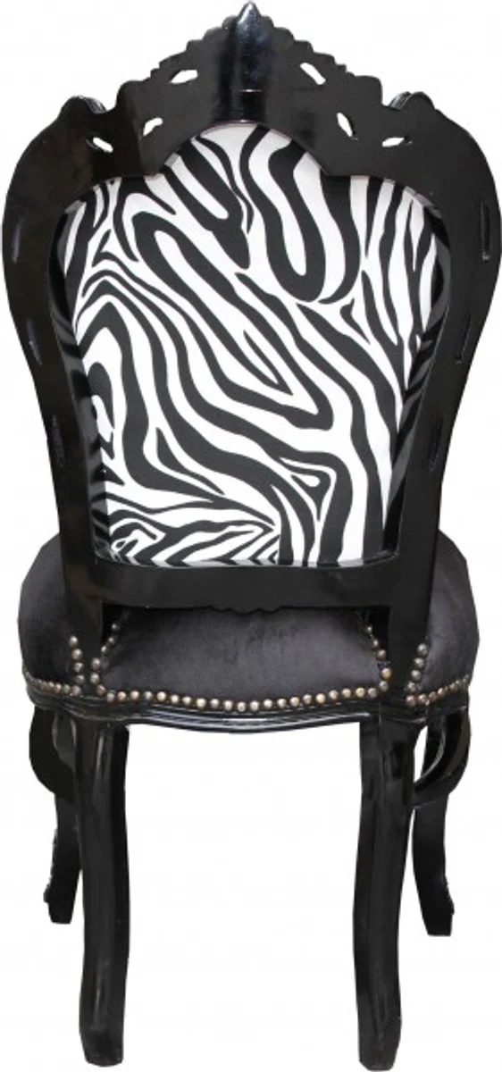 Baroque dining room chair without armrests black/zebra/black - antique furniture zebra