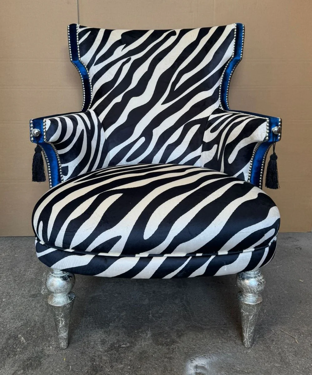 Barock Wohnzimmer Sessel mit Zebra Design - Barock Möbel