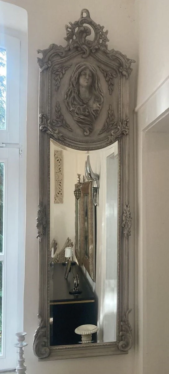 Baroque Mirror Madonna Gray - Handmade Antique Style Wall Mirror - Cloakroom Mirror - Living Room Mirror - Baroque Furniture