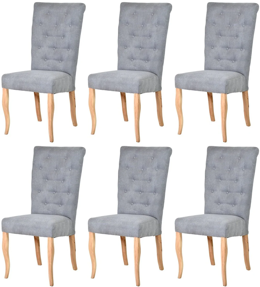 Chesterfield Neo Baroque Dining Room Chair Set of 6 Gray / Natural Colors - Kitchen Chairs Set - Dining Room Furniture - Chesterfield Furniture - Neo Baroque Furniture