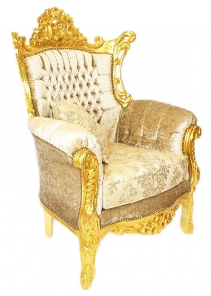 Baroque living room set Master cream velvet / gold - 3 seater sofa + 2 armchairs - Limited Edition!