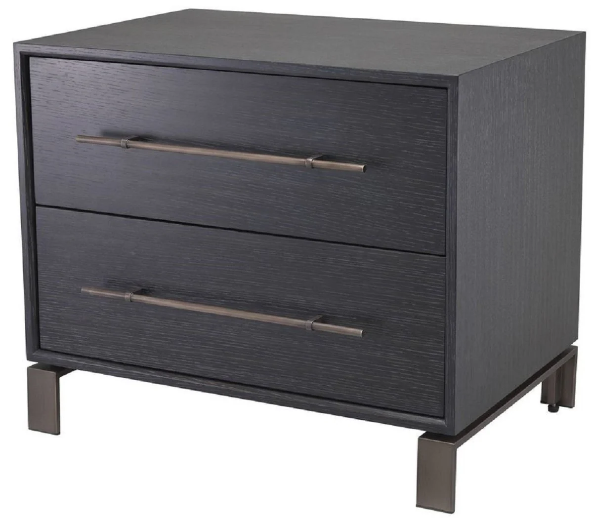 Luxury side table anthracite gray / bronze 65 x 48 x H. 55 cm - bedside table with 2 drawers - luxury furniture