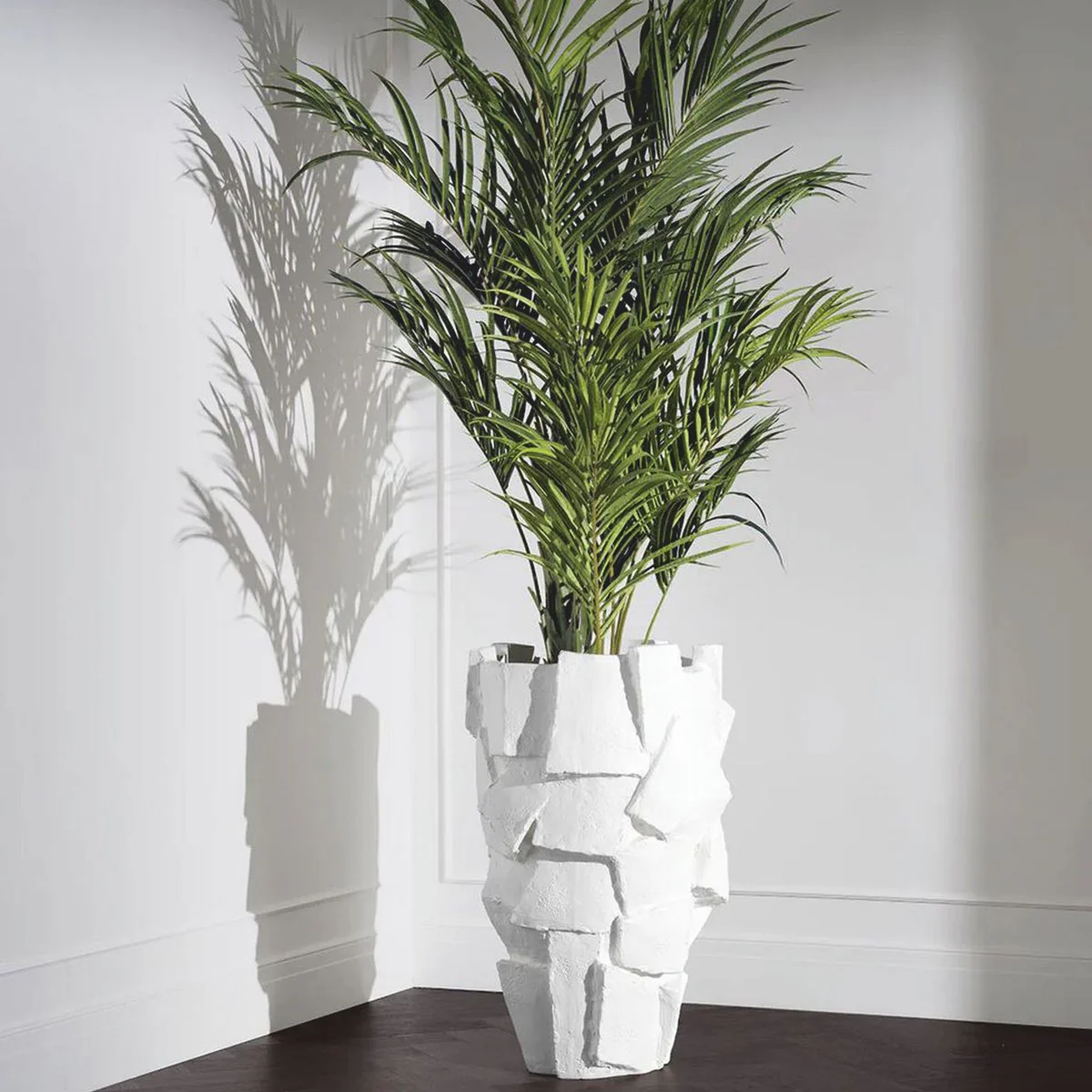 Luxus Fiberglas Blumentopf Matt Weiß H. 106,5 cm - Luxus Qualität