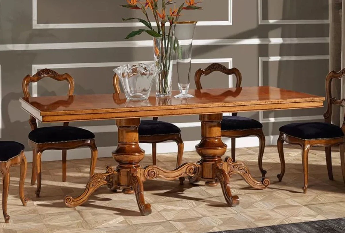 Luxury Biedermeier Dining Table Brown - Handcrafted Solid Wood Dining Room Table - Biedermeier Dining Room Furniture - Luxury Quality - Made in Italy