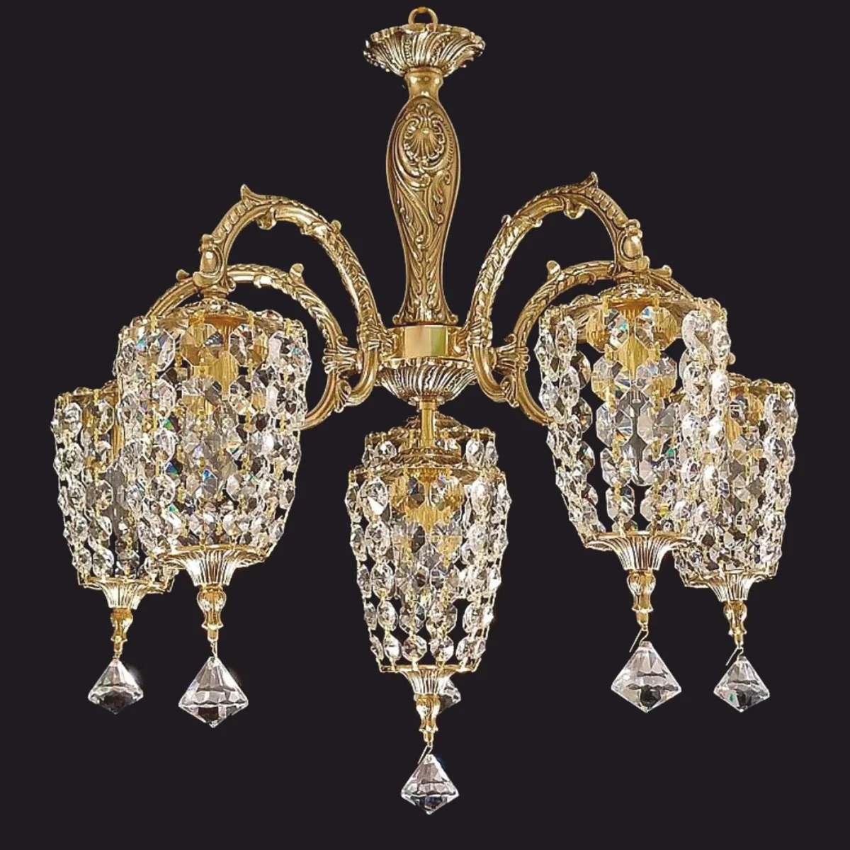 Luxury baroque crystal glass chandelier gold Ø 60 x H. 60 cm