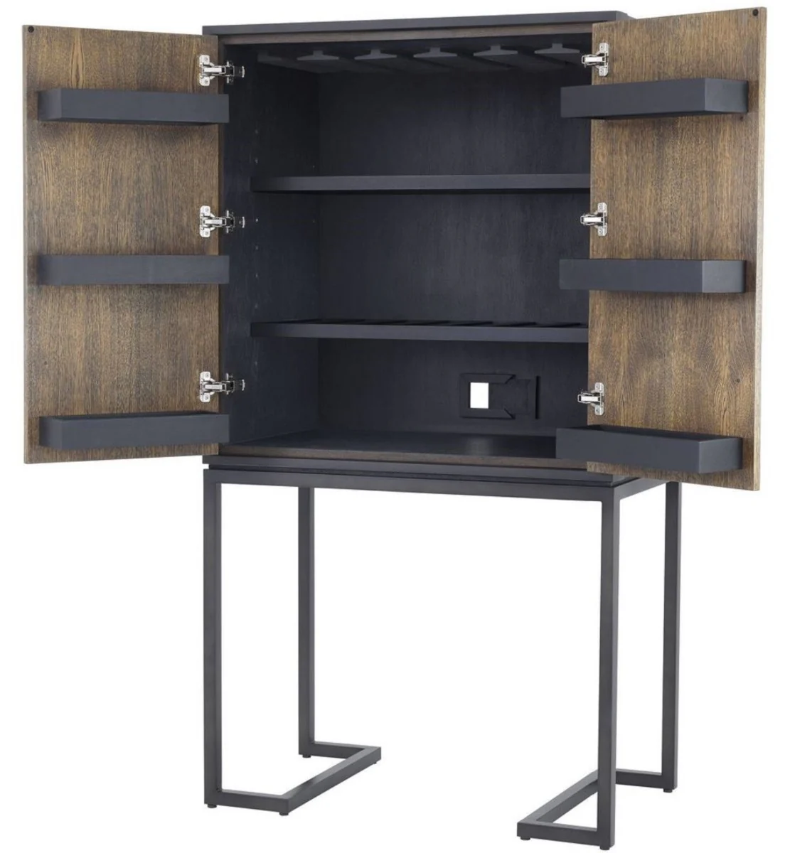 Luxury wine cabinet with 2 doors brown / dark brown / black 95 x 58 x H. 168.5 cm - bar furniture - luxury quality