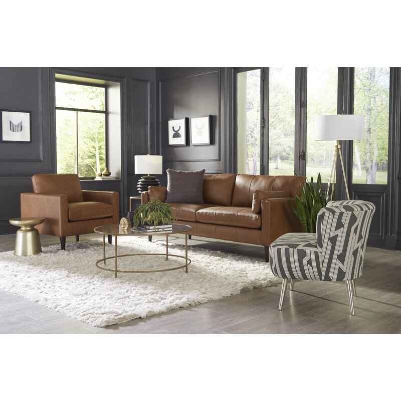 Gaia 81 Echtes Leder Square Arm Sofa