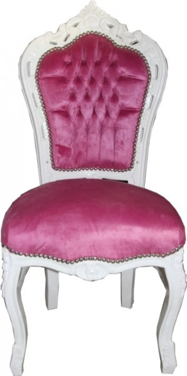Baroque Dining Room Chair Pink / White - Furniture