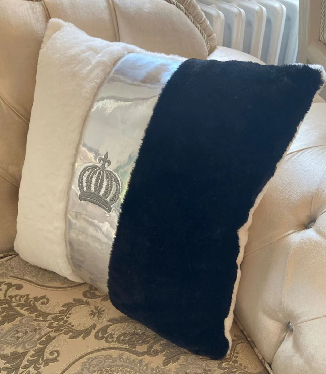 Harald Glööckler luxury decorative cushion Pompöös by white / black / silver - Glööckler cushions - designer decorative cushions - Harald Glööckler designer decorative accessories