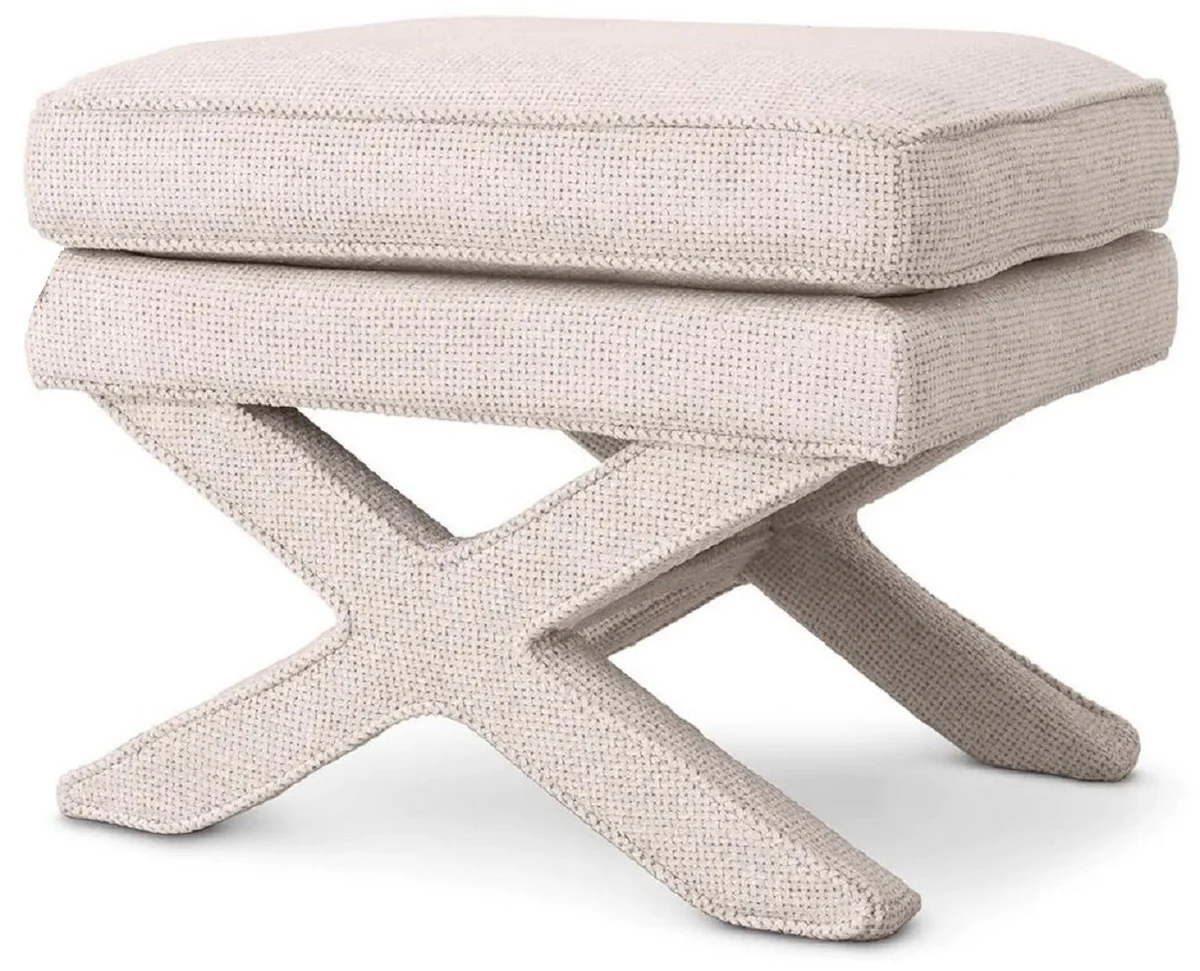 Luxury stool cream white - rectangular stool - cross stool - luxury furniture