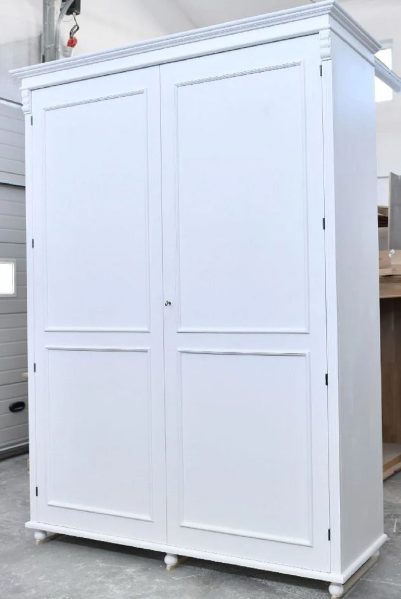 Country house style bedroom wardrobe white 200 x 70 x H. 270 cm - solid wood wardrobe with 2 doors - solid wood bedroom furniture - country house style furniture