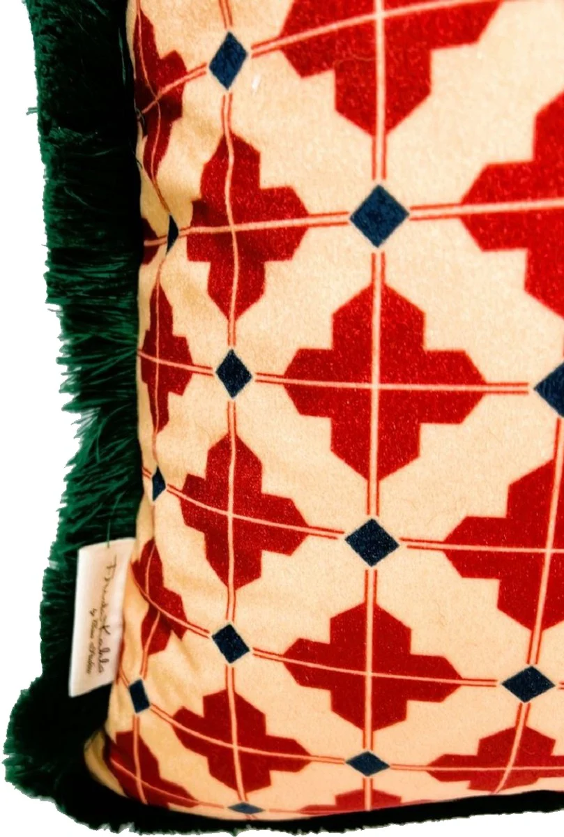 Frida Kahlo by Luxury decorative cushion with rhinestones red / colorful