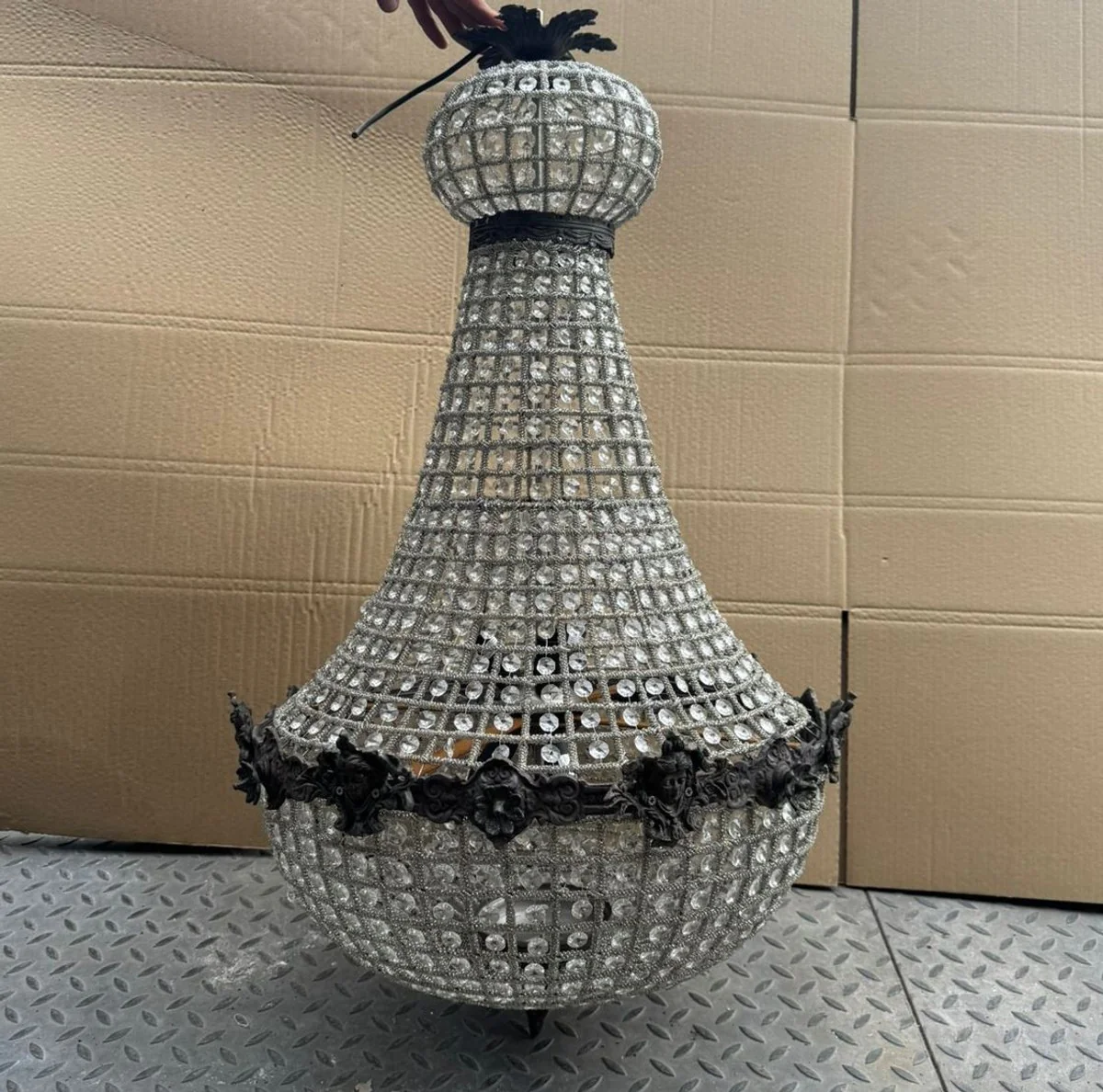 Barock Kristall Kronleuchter Oxidiert H. 93 cm - Barock Leuchten