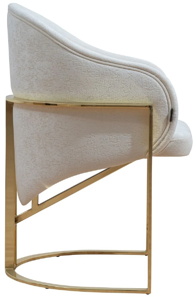 Luxury dining room chair with armrests white / gold H. 84 cm