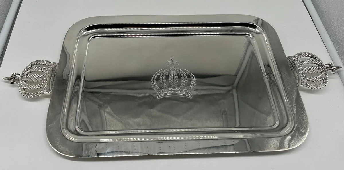 Pompöös by Luxury Baroque Serving Tray Crown Silver 42 cm - designed by Harald Glööckler