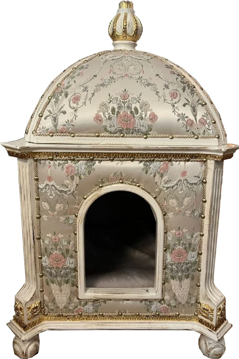Pompöös by Baroque cat house silver / cream - designed by Harald Glööckler